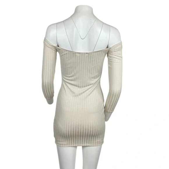 Off The Shoulder Bodycon Dress Cream - Picture 3 of 3